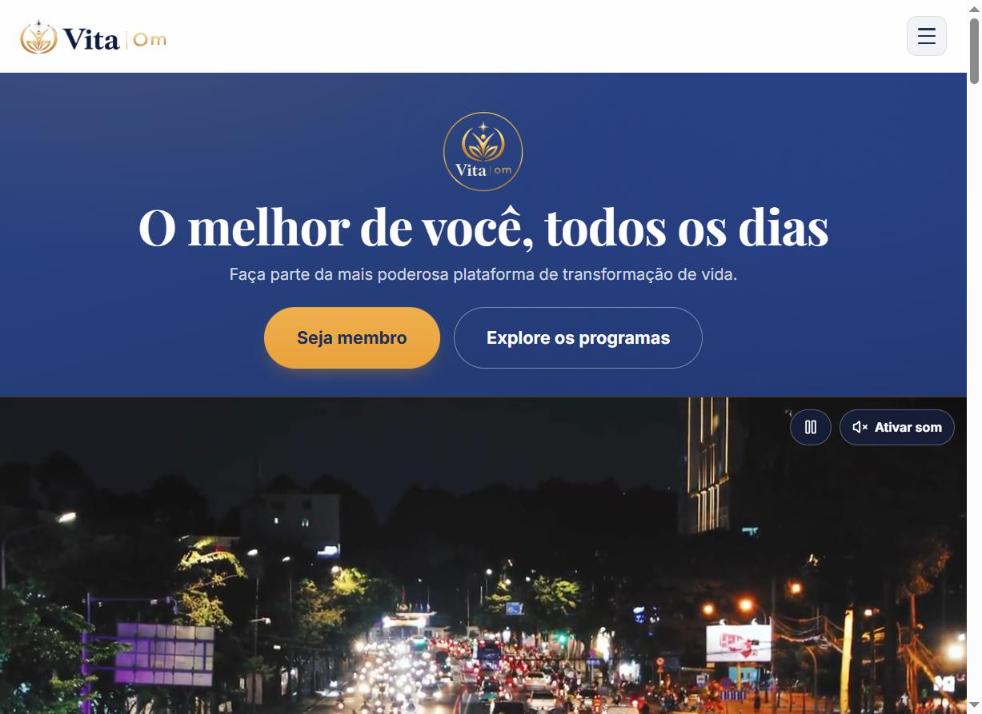 Site Vita Om: plataforma de jornadas de bem-estar